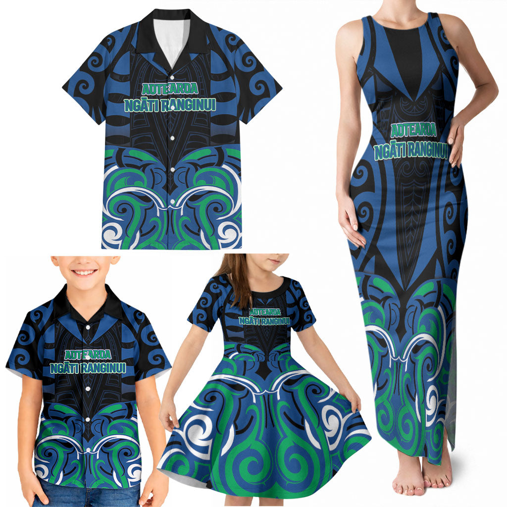 Custom Aotearoa Ngati Ranginui Family Matching Tank Maxi Dress and Hawaiian Shirt New Zealand Traditional Maori Pattern DT05 - Polynesian Pride