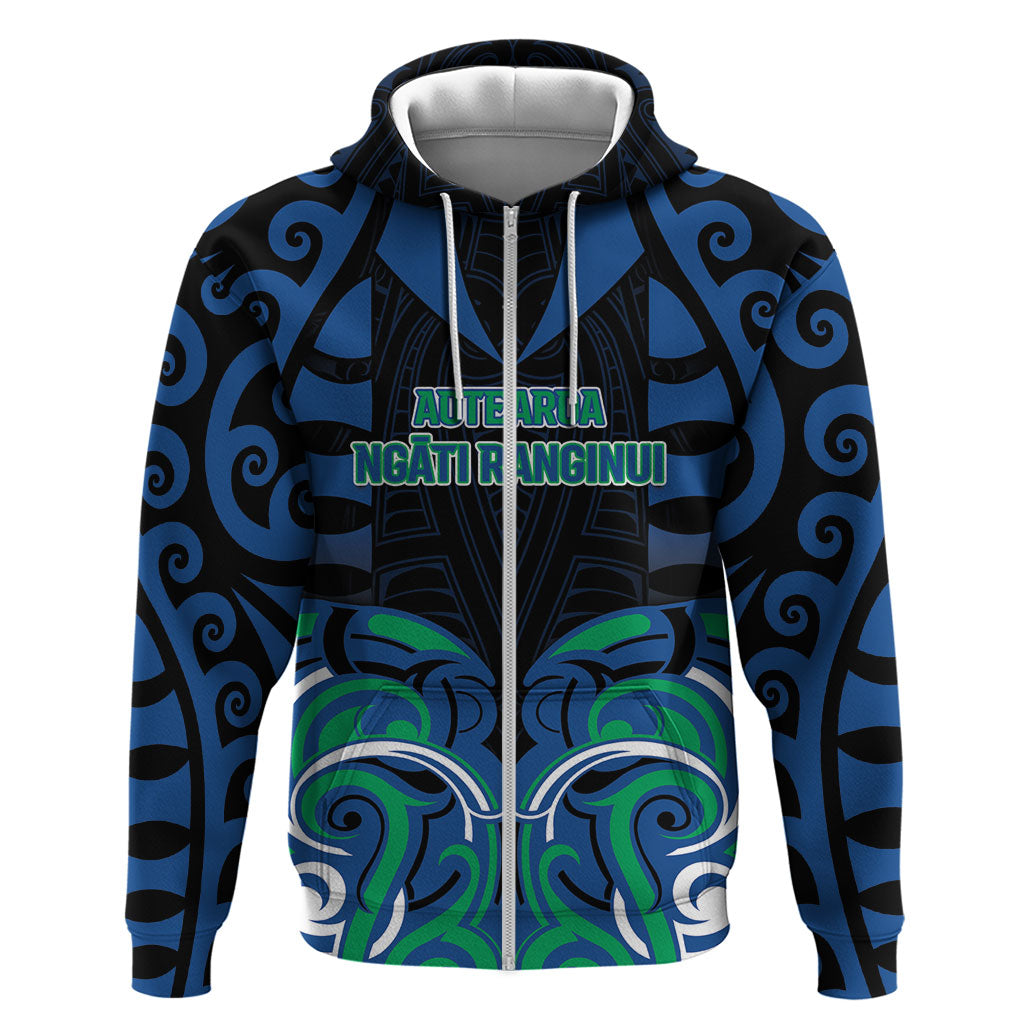 Custom Aotearoa Ngati Ranginui Hoodie New Zealand Traditional Maori Pattern DT05 Zip Hoodie Navy - Polynesian Pride