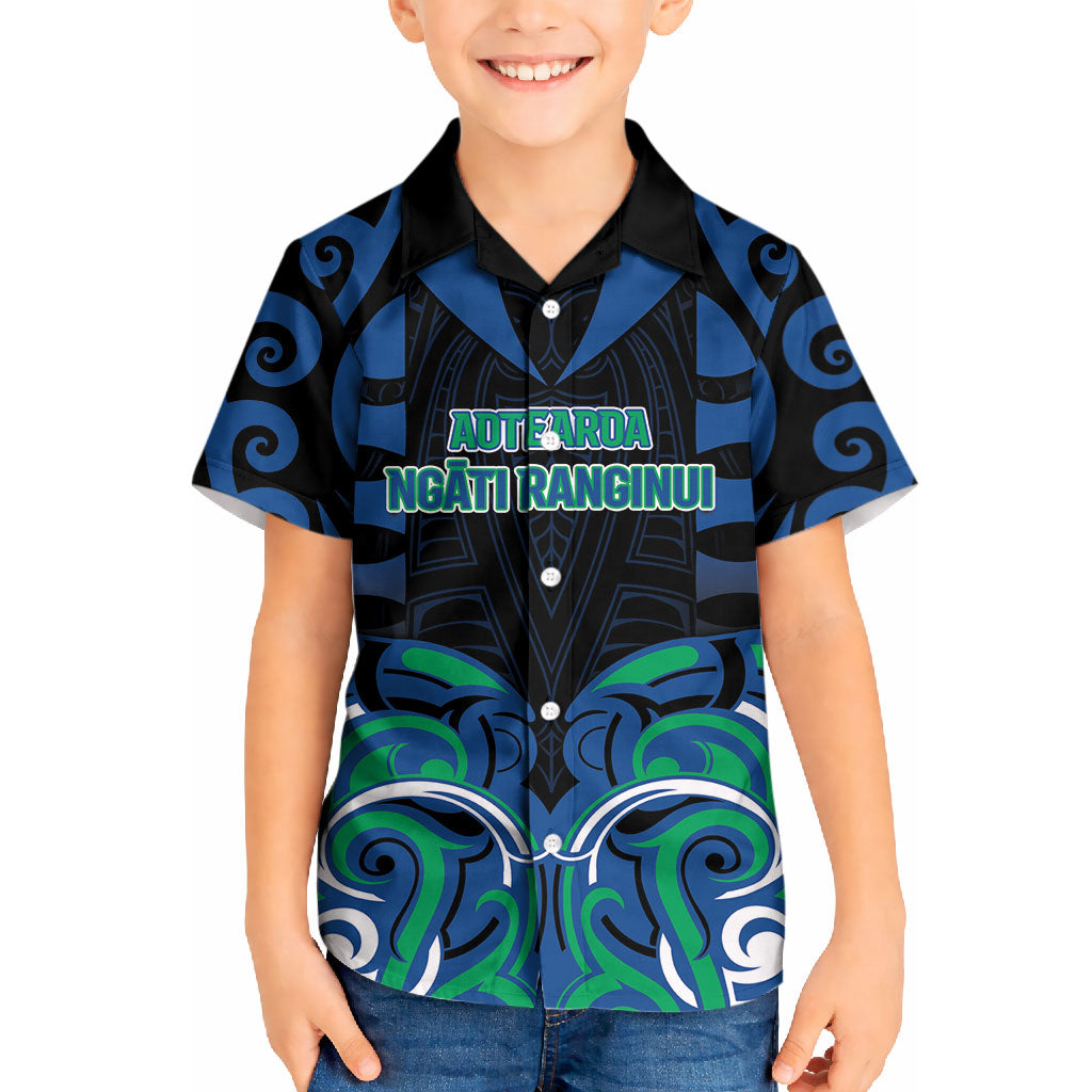 Custom Aotearoa Ngati Ranginui Kid Hawaiian Shirt New Zealand Traditional Maori Pattern DT05 Kid Navy - Polynesian Pride