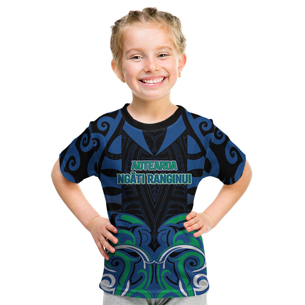 Custom Aotearoa Ngati Ranginui Kid T Shirt New Zealand Traditional Maori Pattern DT05 Navy - Polynesian Pride
