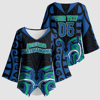 Custom Aotearoa Ngati Ranginui Kimono Sleeve Blouse New Zealand Traditional Maori Pattern DT05 - Polynesian Pride