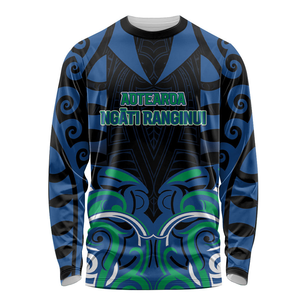 Custom Aotearoa Ngati Ranginui Long Sleeve Shirt New Zealand Traditional Maori Pattern DT05 Unisex Navy - Polynesian Pride