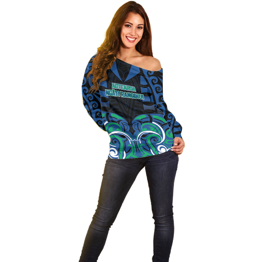 Custom Aotearoa Ngati Ranginui Off Shoulder Sweater New Zealand Traditional Maori Pattern DT05 - Polynesian Pride