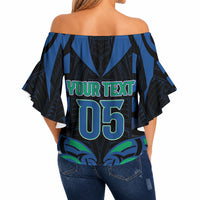 Custom Aotearoa Ngati Ranginui Off Shoulder Wrap Waist Top New Zealand Traditional Maori Pattern DT05 - Polynesian Pride