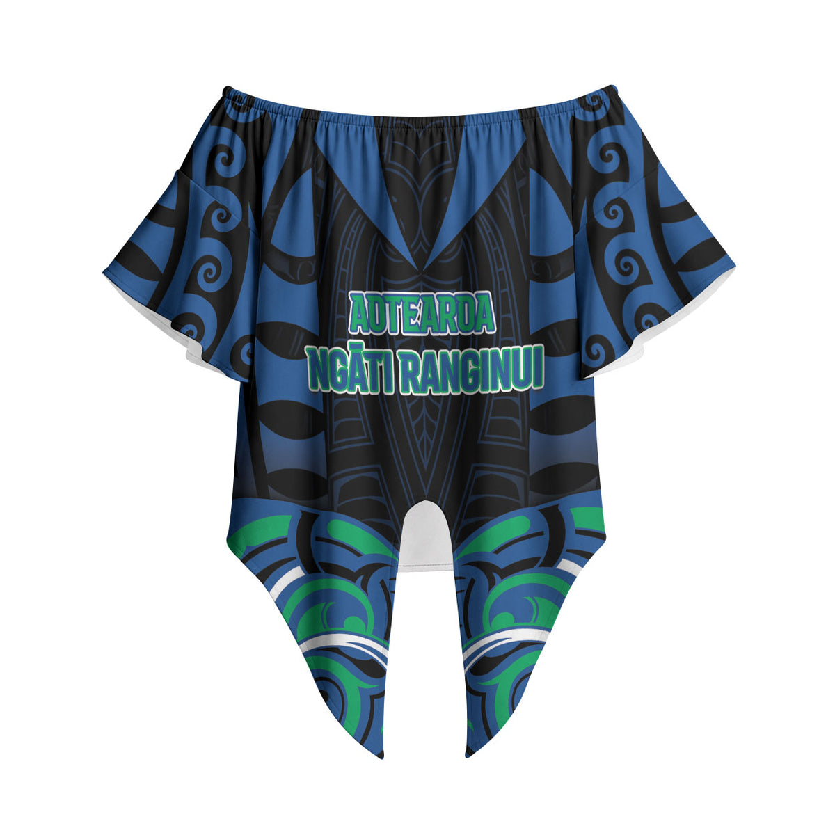 Custom Aotearoa Ngati Ranginui Off Shoulder Wrap Waist Top New Zealand Traditional Maori Pattern DT05 - Polynesian Pride