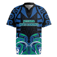 Custom Aotearoa Ngati Ranginui Rugby Jersey New Zealand Traditional Maori Pattern DT05 Navy - Polynesian Pride