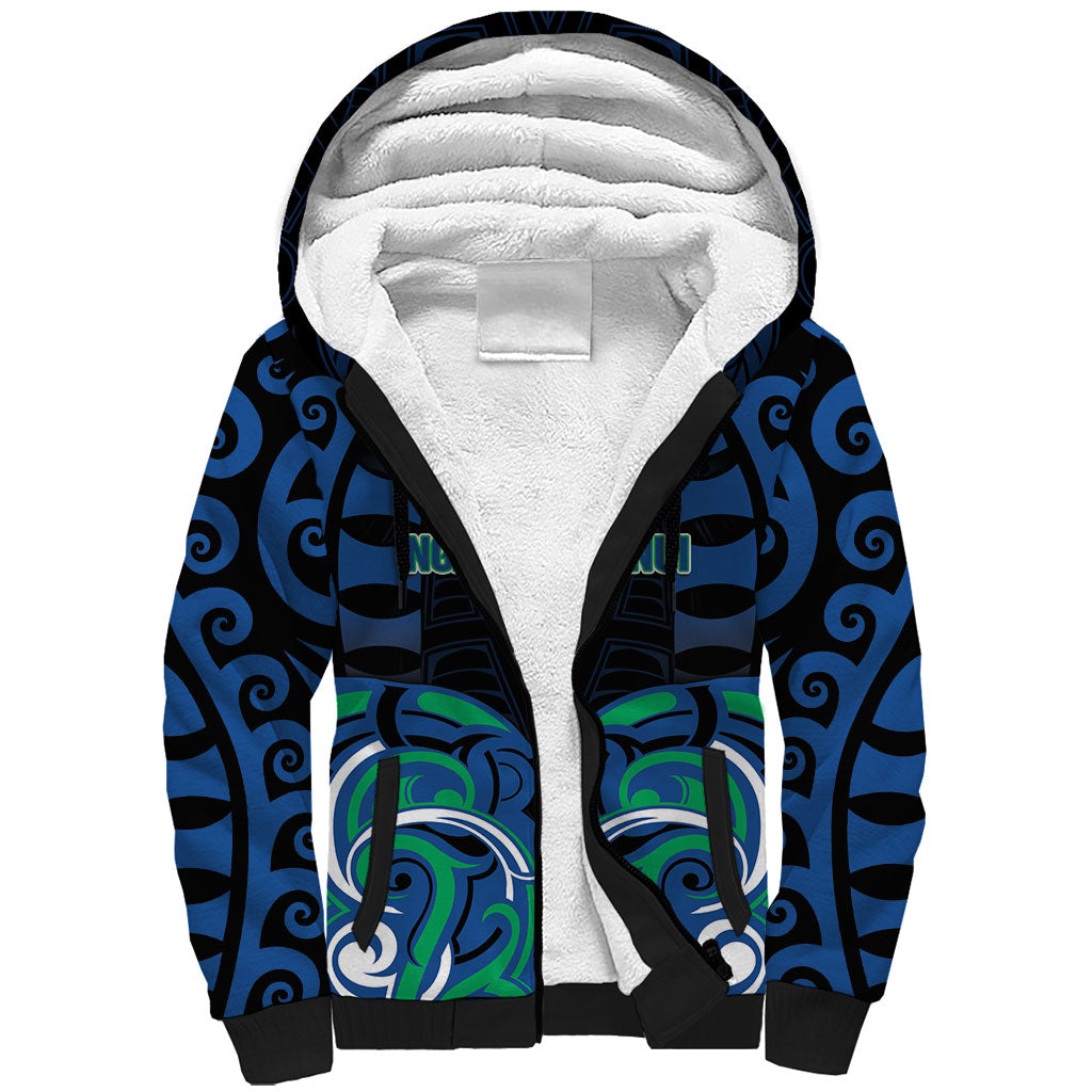 Custom Aotearoa Ngati Ranginui Sherpa Hoodie New Zealand Traditional Maori Pattern DT05 Unisex Navy - Polynesian Pride