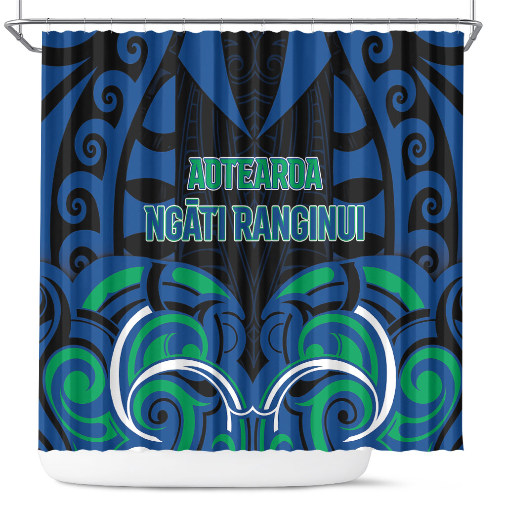 Aotearoa Ngati Ranginui Shower Curtain New Zealand Traditional Maori Pattern DT05 Navy - Polynesian Pride