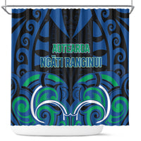 Aotearoa Ngati Ranginui Shower Curtain New Zealand Traditional Maori Pattern DT05 Navy - Polynesian Pride