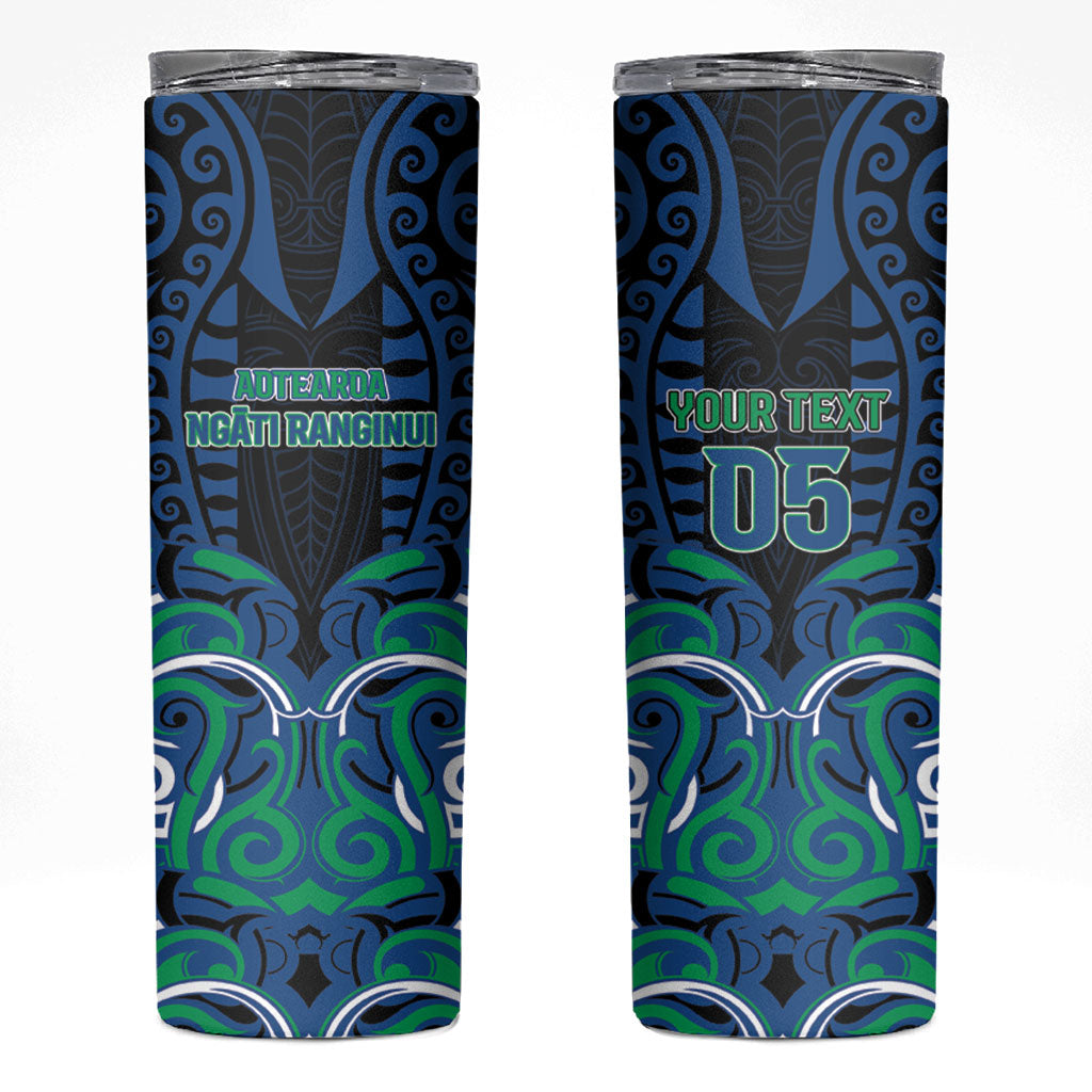 Custom Aotearoa Ngati Ranginui Skinny Tumbler New Zealand Traditional Maori Pattern DT05 Navy - Polynesian Pride
