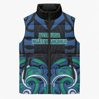 Custom Aotearoa Ngati Ranginui Sleeveless Puffer Jacket New Zealand Traditional Maori Pattern DT05 Unisex Navy - Polynesian Pride