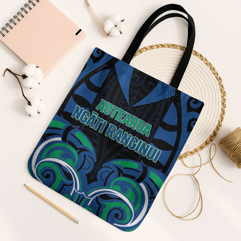 Aotearoa Ngati Ranginui Tote Bag New Zealand Traditional Maori Pattern DT05 Black Strap One Size Navy - Polynesian Pride