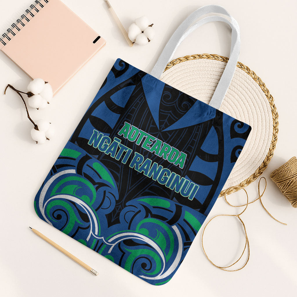 Aotearoa Ngati Ranginui Tote Bag New Zealand Traditional Maori Pattern DT05 White Strap One Size Navy - Polynesian Pride