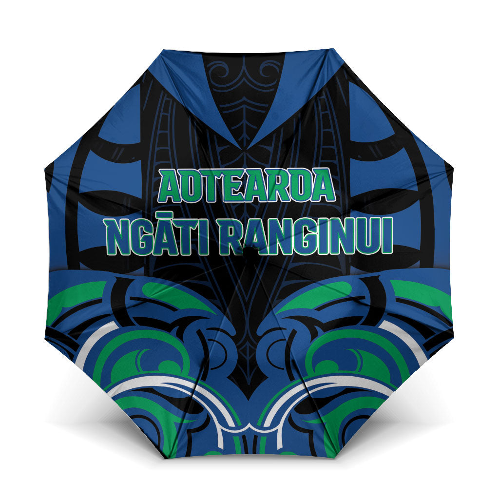 Aotearoa Ngati Ranginui Umbrella New Zealand Traditional Maori Pattern DT05 One Size Folded 11.42 inch Opened Diameter 37.4 inch Navy - Polynesian Pride