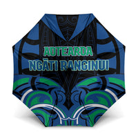 Aotearoa Ngati Ranginui Umbrella New Zealand Traditional Maori Pattern DT05 One Size Folded 11.42 inch Opened Diameter 37.4 inch Navy - Polynesian Pride