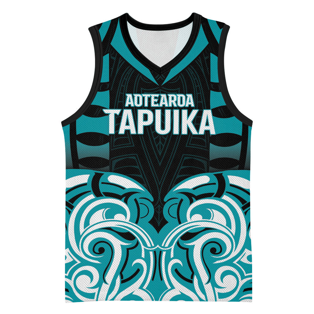 Custom Aotearoa Tapuika Basketball Jersey New Zealand Traditional Maori Pattern DT05 Unisex Teal - Polynesian Pride