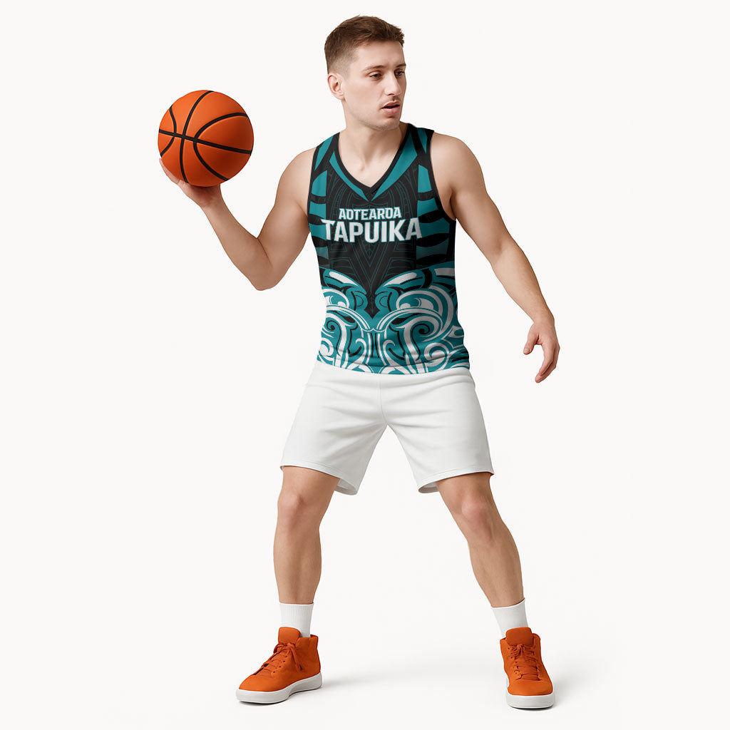 Custom Aotearoa Tapuika Basketball Jersey New Zealand Traditional Maori Pattern DT05 - Polynesian Pride