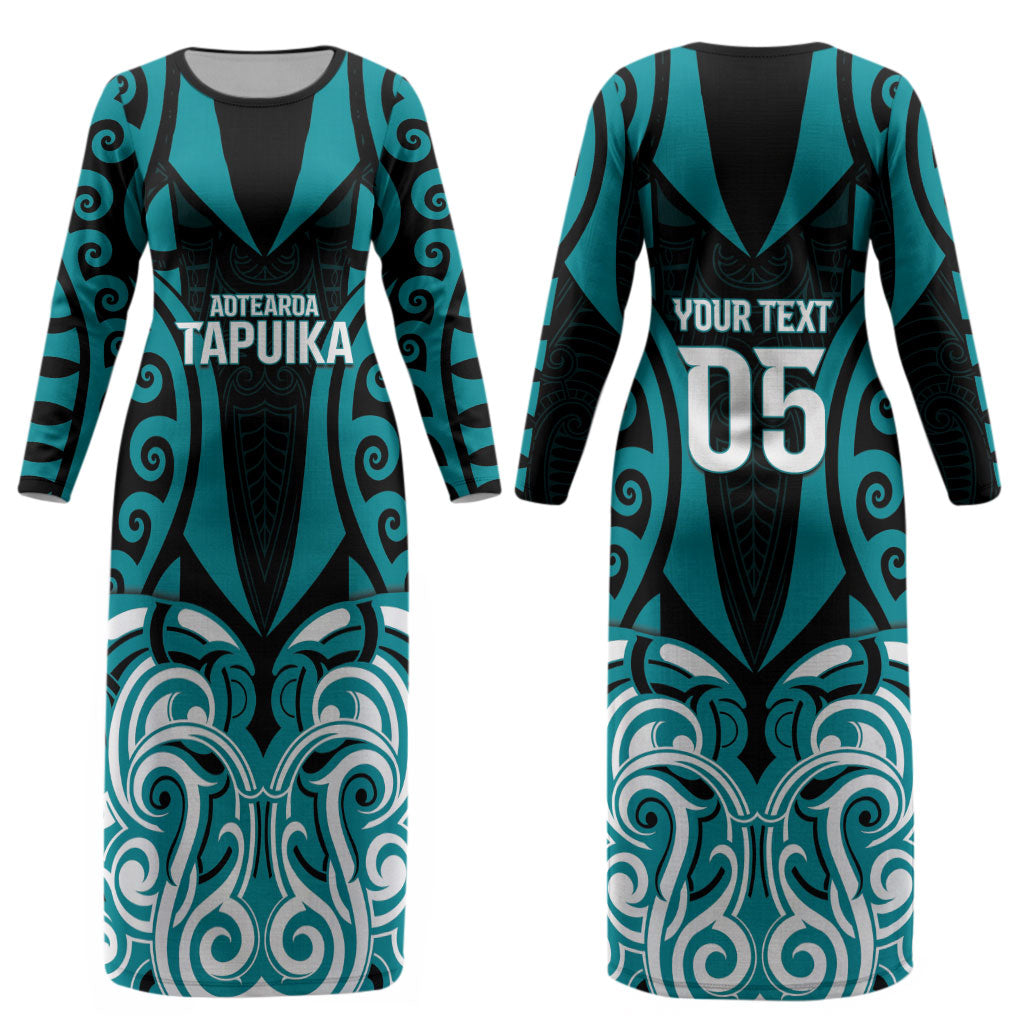 Custom Aotearoa Tapuika Couples Matching Long Sleeve Bodycon Dress and Hawaiian Shirt New Zealand Traditional Maori Pattern DT05 - Polynesian Pride