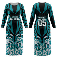 Custom Aotearoa Tapuika Couples Matching Long Sleeve Bodycon Dress and Hawaiian Shirt New Zealand Traditional Maori Pattern DT05 - Polynesian Pride
