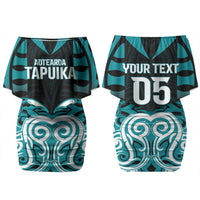 Custom Aotearoa Tapuika Couples Matching Off Shoulder Short Dress and Long Sleeve Button Shirt New Zealand Traditional Maori Pattern DT05 - Polynesian Pride