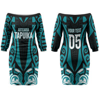 Custom Aotearoa Tapuika Couples Matching Off The Shoulder Long Sleeve Dress and Hawaiian Shirt New Zealand Traditional Maori Pattern DT05 - Polynesian Pride