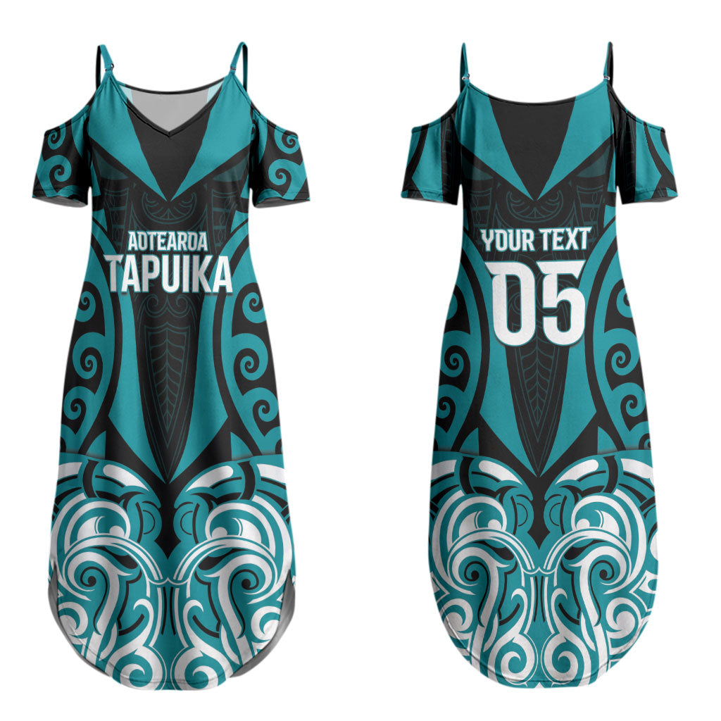 Custom Aotearoa Tapuika Couples Matching Summer Maxi Dress and Long Sleeve Button Shirt New Zealand Traditional Maori Pattern DT05 - Polynesian Pride
