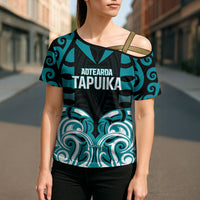 Custom Aotearoa Tapuika Cross Shoulder Shirt New Zealand Traditional Maori Pattern DT05 - Polynesian Pride