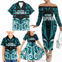Custom Aotearoa Tapuika Family Matching Off The Shoulder Long Sleeve Dress and Hawaiian Shirt New Zealand Traditional Maori Pattern DT05 - Polynesian Pride