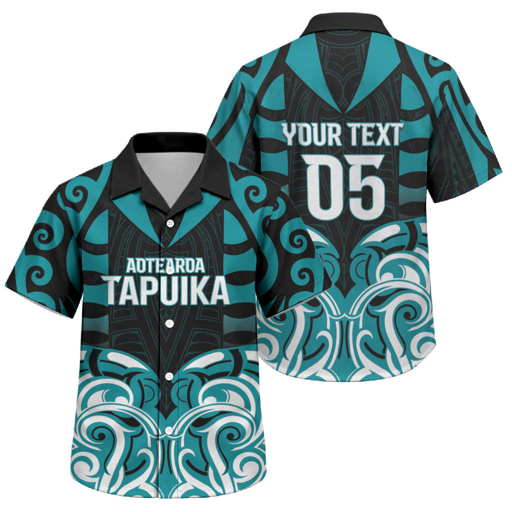 Custom Aotearoa Tapuika Family Matching Off The Shoulder Long Sleeve Dress and Hawaiian Shirt New Zealand Traditional Maori Pattern DT05 Son's Shirt Teal - Polynesian Pride