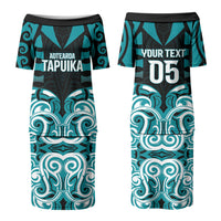 Custom Aotearoa Tapuika Family Matching Puletasi and Hawaiian Shirt New Zealand Traditional Maori Pattern DT05 Mom's Dress Teal - Polynesian Pride