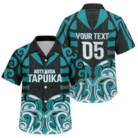 Custom Aotearoa Tapuika Family Matching Puletasi and Hawaiian Shirt New Zealand Traditional Maori Pattern DT05 Son's Shirt Teal - Polynesian Pride