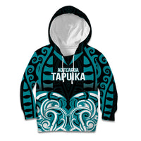 Custom Aotearoa Tapuika Kid Hoodie New Zealand Traditional Maori Pattern DT05 Hoodie Teal - Polynesian Pride