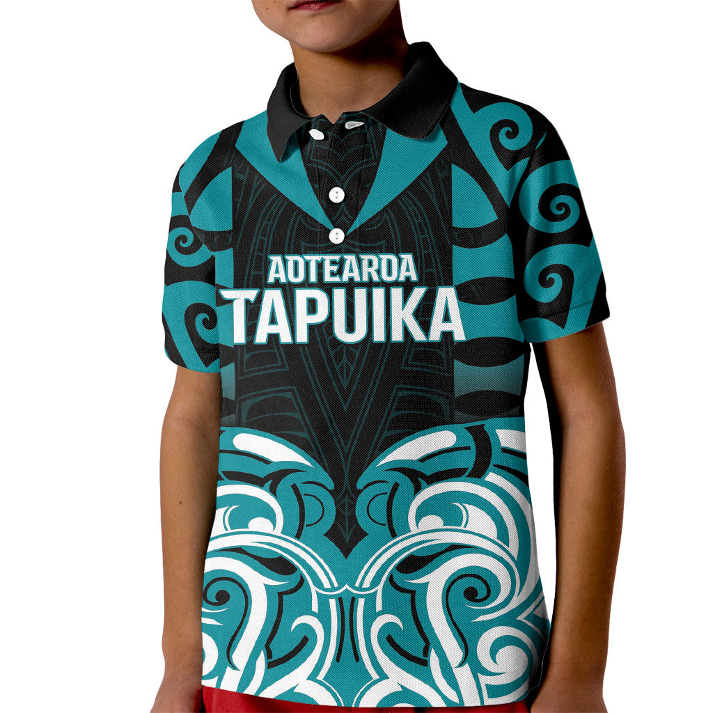 Custom Aotearoa Tapuika Kid Polo Shirt New Zealand Traditional Maori Pattern DT05 Kid Teal - Polynesian Pride