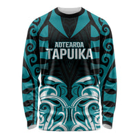 Custom Aotearoa Tapuika Long Sleeve Shirt New Zealand Traditional Maori Pattern DT05 Unisex Teal - Polynesian Pride
