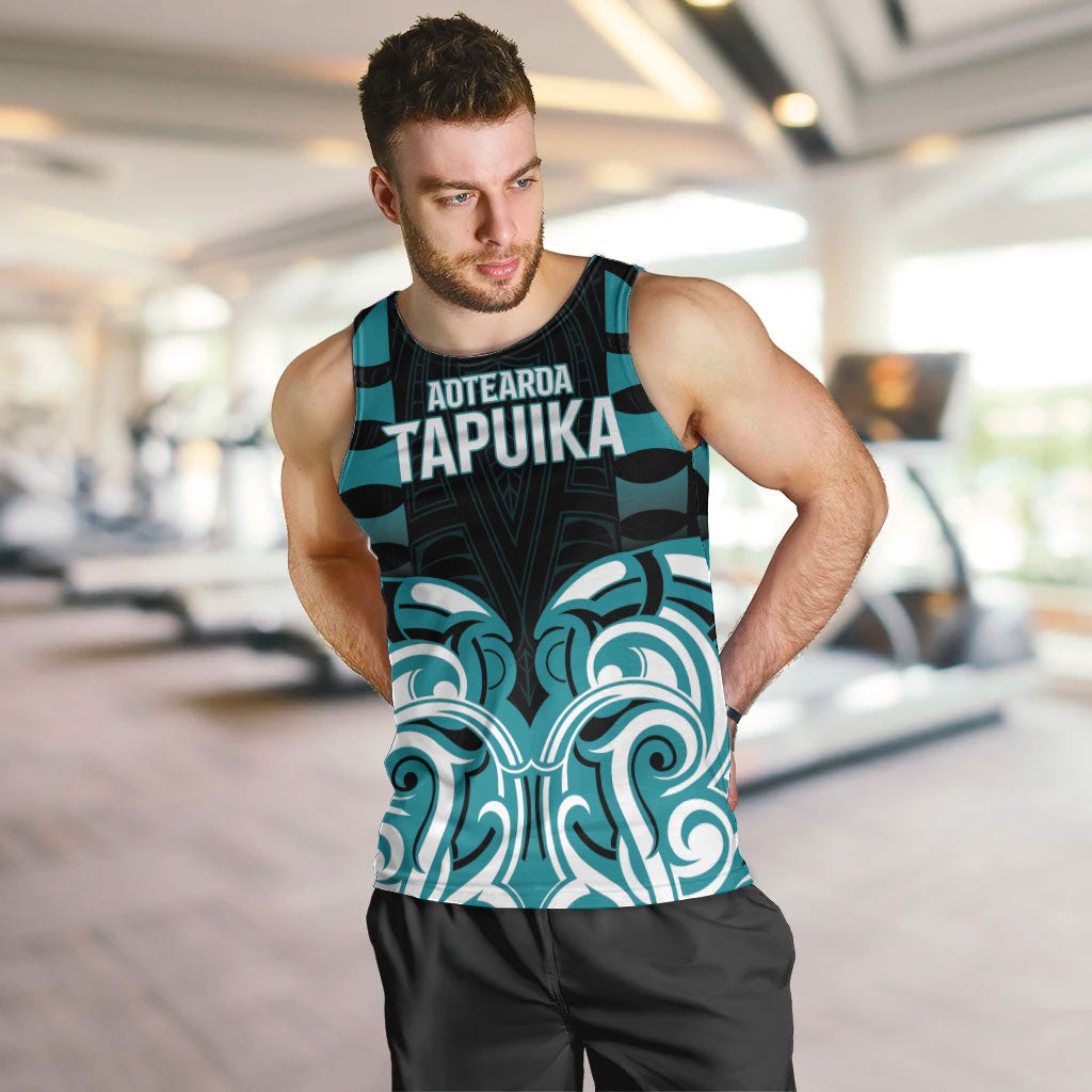 Custom Aotearoa Tapuika Men Tank Top New Zealand Traditional Maori Pattern DT05 Teal - Polynesian Pride