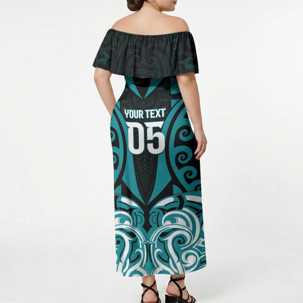Custom Aotearoa Tapuika Off Shoulder Maxi Dress New Zealand Traditional Maori Pattern DT05 - Polynesian Pride