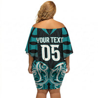 Custom Aotearoa Tapuika Off Shoulder Short Dress New Zealand Traditional Maori Pattern DT05 - Polynesian Pride