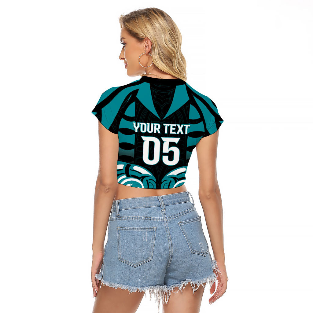 Custom Aotearoa Tapuika Raglan Cropped T Shirt New Zealand Traditional Maori Pattern DT05 - Polynesian Pride