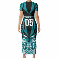 Custom Aotearoa Tapuika Short Sleeve Bodycon Dress New Zealand Traditional Maori Pattern DT05 - Polynesian Pride