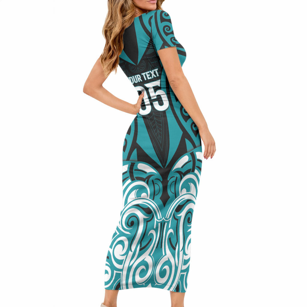 Custom Aotearoa Tapuika Short Sleeve Bodycon Dress New Zealand Traditional Maori Pattern DT05 - Polynesian Pride