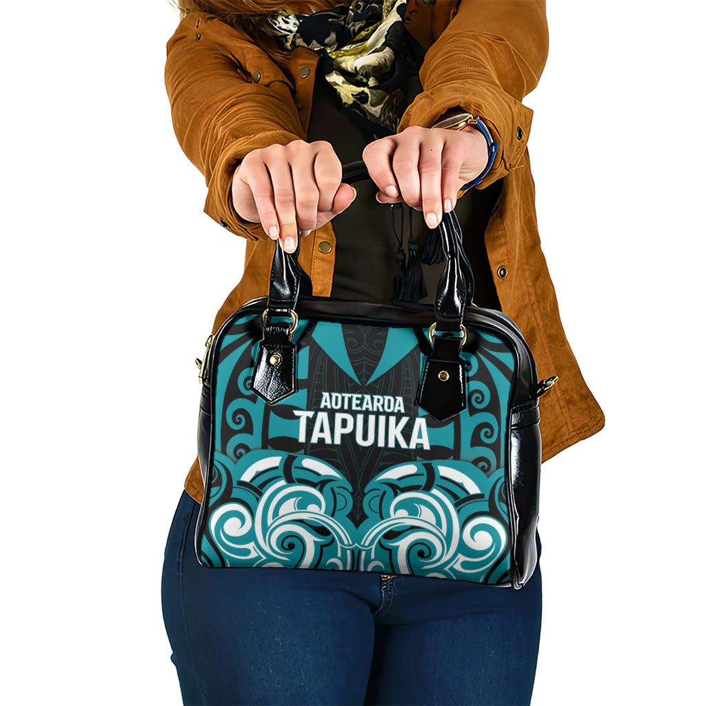 Aotearoa Tapuika Shoulder Handbag New Zealand Traditional Maori Pattern DT05 One Size Teal - Polynesian Pride