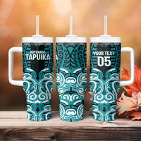 Custom Aotearoa Tapuika Tumbler With Handle New Zealand Traditional Maori Pattern DT05 - Polynesian Pride