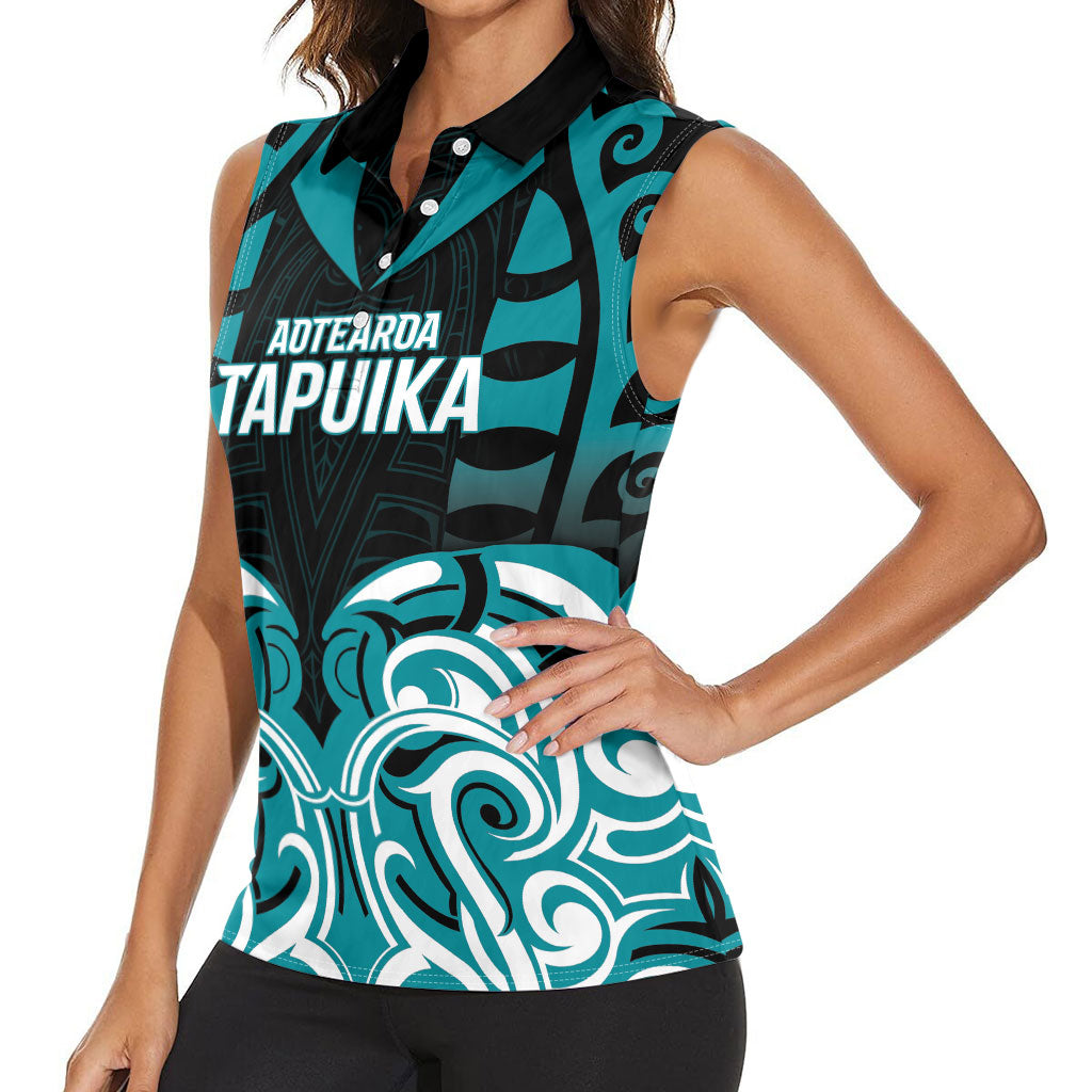 Custom Aotearoa Tapuika Women Sleeveless Polo Shirt New Zealand Traditional Maori Pattern DT05 - Polynesian Pride