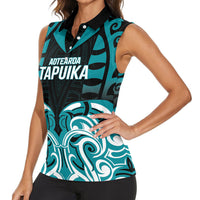 Custom Aotearoa Tapuika Women Sleeveless Polo Shirt New Zealand Traditional Maori Pattern DT05 - Polynesian Pride