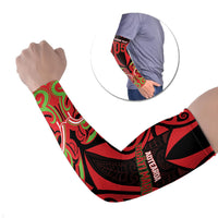 Custom Aotearoa Ngati Maru Arm Sleeves New Zealand Traditional Maori Pattern DT05 Set of 2 Red - Polynesian Pride