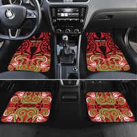 Custom Aotearoa Ngati Maru Car Mats New Zealand Traditional Maori Pattern DT05 Set 4pcs Red - Polynesian Pride