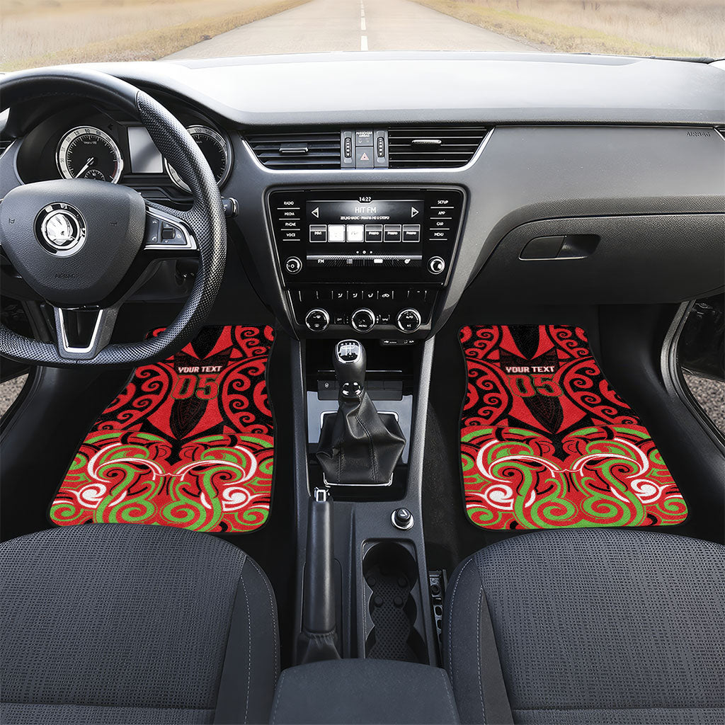 Custom Aotearoa Ngati Maru Car Mats New Zealand Traditional Maori Pattern DT05 Set 2pcs - Front Red - Polynesian Pride