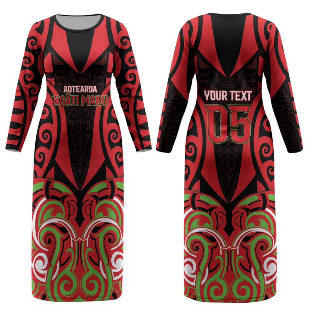 Custom Aotearoa Ngati Maru Couples Matching Long Sleeve Bodycon Dress and Long Sleeve Button Shirt New Zealand Traditional Maori Pattern DT05 - Polynesian Pride