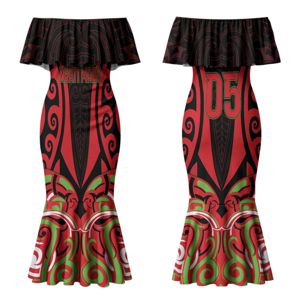 Custom Aotearoa Ngati Maru Couples Matching Mermaid Dress and Hawaiian Shirt New Zealand Traditional Maori Pattern DT05 - Polynesian Pride