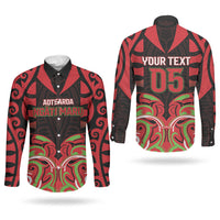 Custom Aotearoa Ngati Maru Couples Matching Off The Shoulder Long Sleeve Dress and Long Sleeve Button Shirt New Zealand Traditional Maori Pattern DT05 - Polynesian Pride
